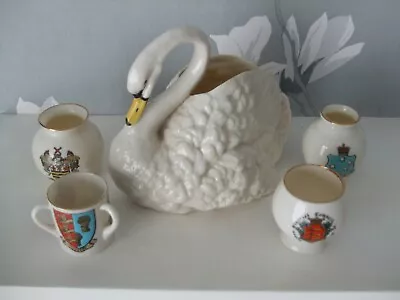 Buy W H Goss Large Swan Plus 4 Goss Crested Pieces • 15£