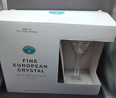 Buy Bohemia Crystal 2 Martini Cocktail Glasses New Boxed Chunky  24% Lead Crystal • 19£