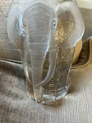 Buy Mats Jonasson Crystal Glass Elephant Figurine / Paperweight C.1970's • 24.99£