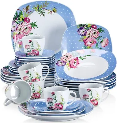 Buy Complete Dinner Set 30-Piece Crockery Dining Serving Plates Bowls Cups For 6 New • 89.99£