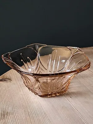 Buy Vintage Pink Five Sided Pressed Depression Glass Bowl Stolzle Czech Art Deco 30s • 16£