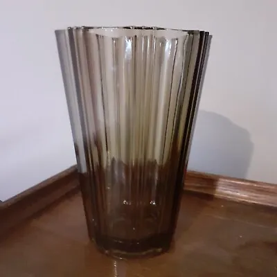 Buy Smoked Glass Art Deco Vase  • 6.49£