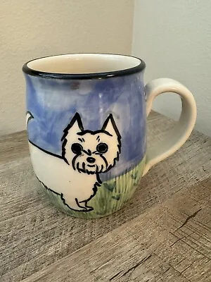 Buy Dog Coffee Mug Karen Donleavey Hand Thrown Pottery White Terrier Cup • 20.87£