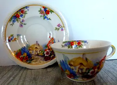 Buy Swinnertons Porcelain Majestic Vellum Old England Gardens Cup And Saucer  1940 • 23.11£
