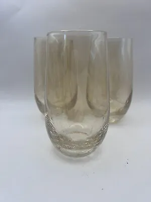Buy Pier 1 Set Of 3 Tall Tumblers Amber Crackle Glass. 20 Oz • 37.93£
