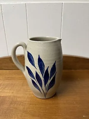 Buy Colonial Williamsburg Restoration Pottery Salt Glaze Blue Leaves Pitcher 6 Inch • 11.53£