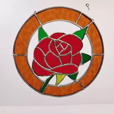 Buy Rose Stained Glass Window Hanger Suncatcher Round Flower 7.5  • 14.34£
