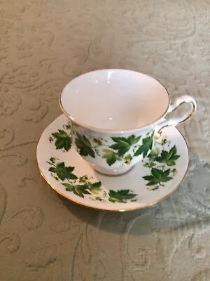 Buy Queen Anne Bone China Green Ivy Leaves Tea Cup & Saucer Made In England EUC • 5.69£