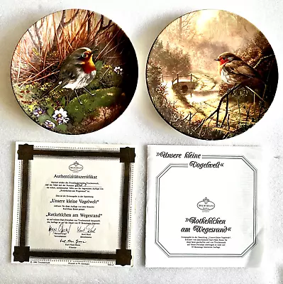 Buy Two Tirschenreuth/royal Doulton Decorative Plates Featuring A Robin + Box & Cert • 11.99£
