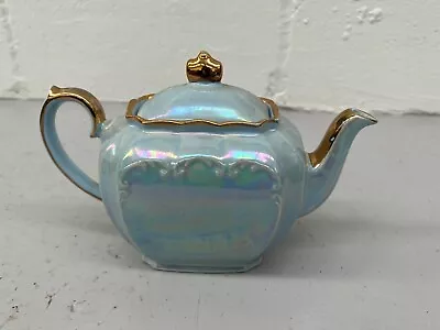 Buy Vintage Sadler Iridescent Blue Cube Teapot • 24.99£