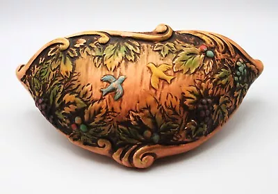 Buy Vintage National Potteries Co Arcadia C-6681 Grape Leaf & Birds Wall Pocket • 24.06£