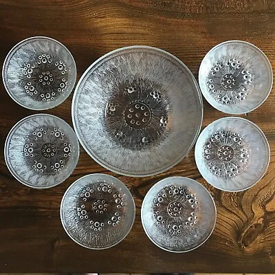 Buy Vintage Glass Trifle Bowl Set Serving Plus 6 Dessert Bowls Dessert Set • 15.99£