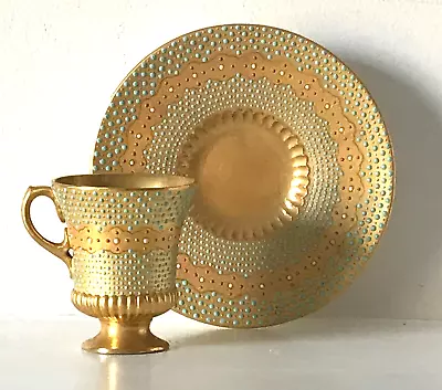 Buy Antique Coalport Bone China Gold & Enamelled Coffee Cup & Saucer ~ Circa 1891 • 365£