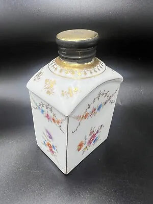 Buy Antique Tea Caddy Handpainted/Gilded With Brass Stopper Marked 'A.R Dresden' • 100£