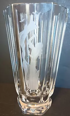 Buy Orrefors Signed 1952 Swedish Etched Long Haired Woman & Bird Glass Crystal Vase • 153.71£