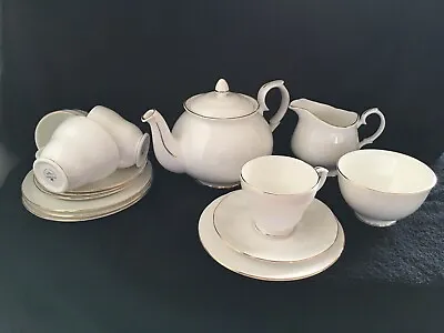 Buy Duchess White & Gold AMBER TEA SET UNUSED Teapot Milk Sugar 4 Trios  (1 Cup Repl • 36.99£