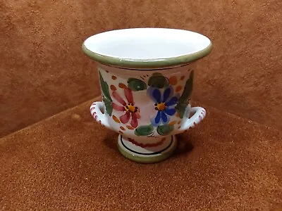 Buy Vintage Deruta Hand Painted Italian Ceramic Foot Pedestal Bowl Floral Design • 22.99£