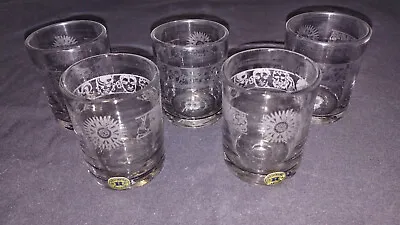 Buy 5 X Antique Reijmyre Etched Shot Glasses/Tumblers - Rare Swedish Glassware • 7£