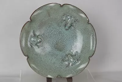 Buy Rare Antique Chinese Celadon Glaze Leaf Shaped Dish With Three Frogs • 9.99£
