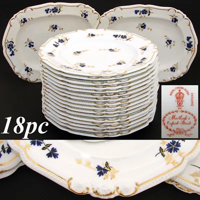 Buy Antique Royal Crown Derby 10.5  Plate Set, 14pc With 2pc Serving Dishes, C. 1899 • 957.50£