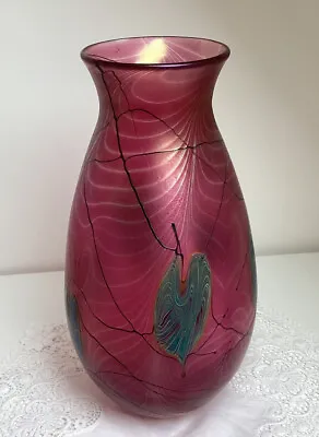Buy V Large Okra Iridescent Vase Signed D Barras With Trailing Lily Pads In  Exc Con • 74.99£