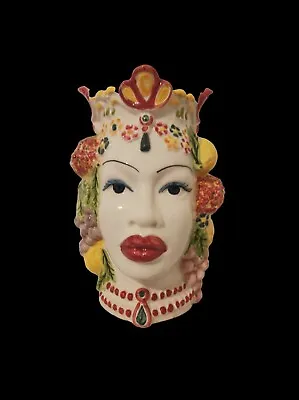 Buy Testa Di Moro - Sicilian Moorish Head (woman) Ceramic Vase - 25cm H  • 250£