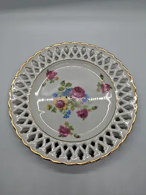 Buy Vintage M/K Reticulated Floral Pattern Hand Painted Plate • 9.64£