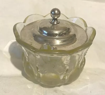 Buy Small Vintage Glass Jam Pot With Silver Plate Lid Approx. 3 Ins Wide M Bros. • 8.99£