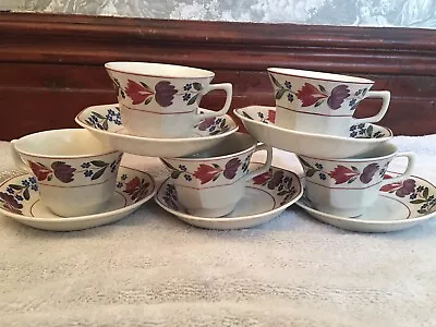 Buy Set Of 6 X Adams Old Colonial Ironstone Teacup Cup & Saucer Excellent Condition • 12.99£