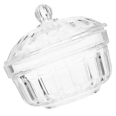 Buy  Small Fruit Bowl Clear Biscuit Jar Cotton Swab Dispenser Candy With Lid Glass • 14.65£