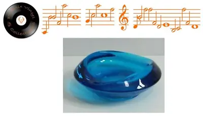 Buy Vintage Sklo Union Rosice Cobalt Blue Glass Circle Ashtray / Bowl Rudolf Jurnikl • 34.99£