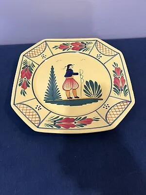 Buy VINTAGE HB QUIMPER FRANCE YELLOW Soleil DINNER Luncheon 10” PLATE • 37.88£