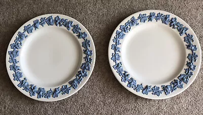 Buy 2 Vintage Embossed Queensware Wedgewood 8” Salad Dessert Plates Blue On White • 20£