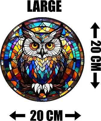 Buy Owl Decorative Stained Glass Effect Static Cling Window Sticker Colourful Gift • 9.99£