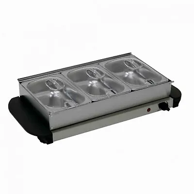 Buy NEW! 3x 2.5L Large Electric 3 Section 2.4L Buffet Food Warmer Hot Plate Server • 47.99£