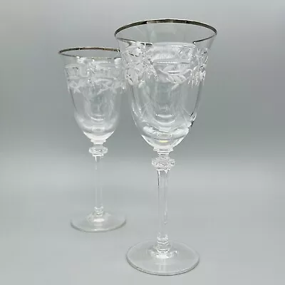 Buy Royal Doulton Wellesley Platinum 7-5/8” Wine Glass W/Logo Wedding Toast Set Of 2 • 75.87£