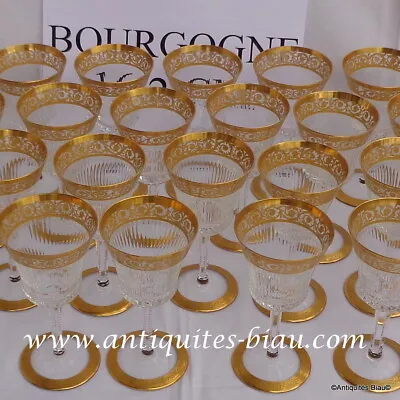 Buy Burgundy Glass 6.4inch In Crystal Saint Louis Thistle Gold In Perfect Condition • 169.52£