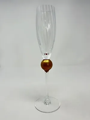 Buy Union Street Manhattan Red Ball Gold Champagne Flute Glass Signed 10.25” Signed • 56.92£