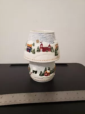 Buy Russ Berrie & Co Stoneware Small Votive With Shade Snow Scene Christmas  • 14.40£