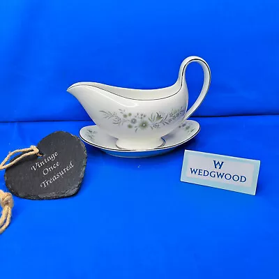 Buy Wedgwood WESTBURY R4410 * Large GRAVY BOAT With STAND * Green & Platinum * VGC • 24.95£