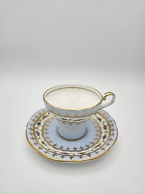 Buy Vintage AYNSLEY England Bone China Baby Blue/Gold Swirls Floral Pattern Teacup • 38.85£