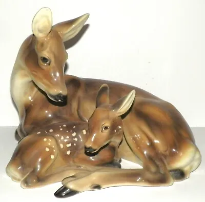 Buy Deer Doe And Fawn Figurine Porcelain Keramos Wein Austria Pottery  • 160.48£