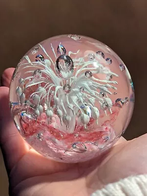 Buy Paperweight Art Glass Pink Controlled Bubbles • 10£