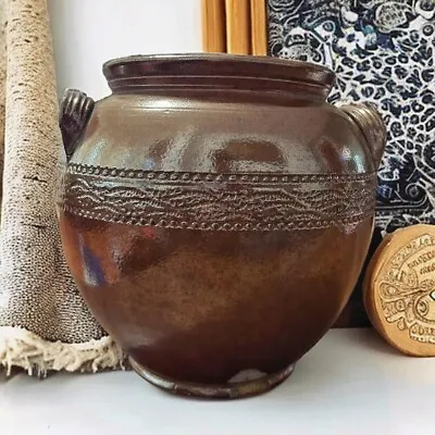 Buy Mid Century Large Stoneware Saltglazed Confit Pot • 30.78£