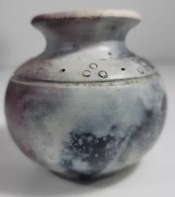 Buy Vintage Handmade Studio Pottery Pit Fired Vase. Signed • 24.78£