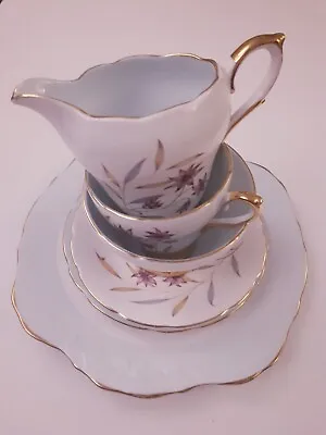 Buy Gilded Fine Bone China Tea Set + Sandwich Set With Art Deco Floral Design • 1.90£
