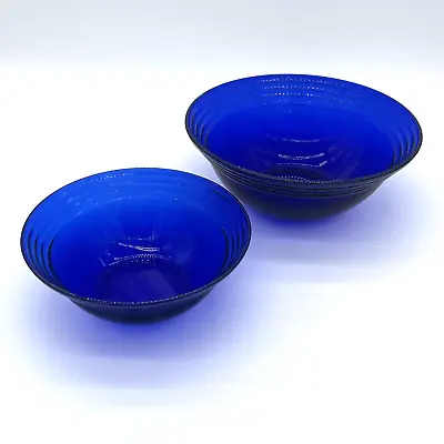 Buy 2 Bormioli Rocco Cobalt Blue Glass Mixing Nesting Bowls Forum Saphir 10  And 8  • 28.82£