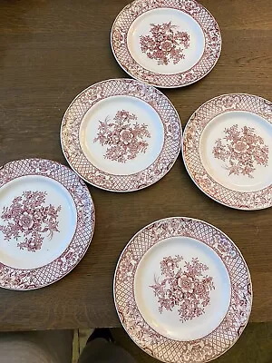 Buy 5 Lovely Red Pink Floral Side 9” Plates MASON’S  STRATFORD  IRONSTONE  Vintage • 19.99£