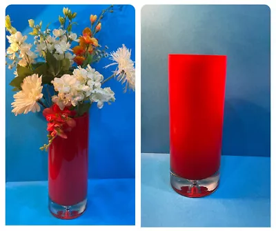 Buy Vintage Scandinavian Cranberry Glass Suspended Bubble Base Vase [10-inches Tall] • 22£