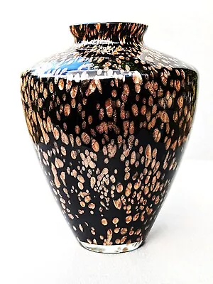Buy Royal Brierly Black And Gold Studio Glass Vase In Very Good Condition. • 14.99£
